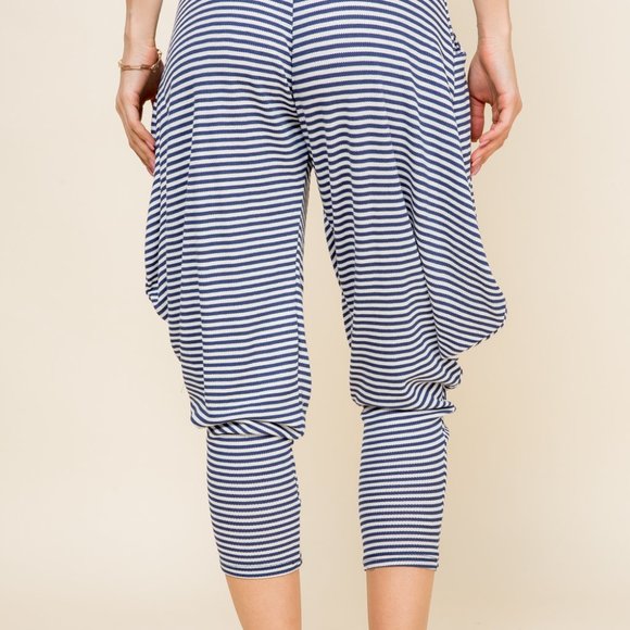 Kooniez Pants - Navy Blue Stripe Waffle Knit - Picture 3 of 3